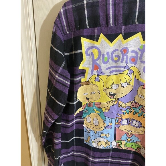 Nickelodeon Rugrats Crew On Back Purple Button Up Flannel Size Women’s L - Picture 7 of 16
